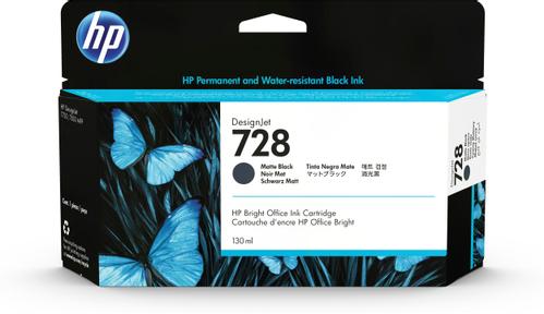 HP 728 130-ML MATTE BLACK DESIGNJET INK CARTRIDGE SUPL (3WX25A)
