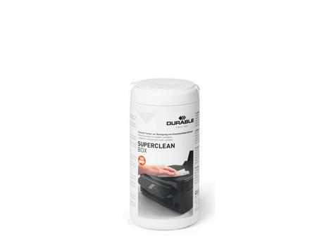 DURABLE SUPERCLEAN Anti-Static Biodegradable Cleaning Wipes for Keyboards Phones Tablets Laptops Computers (Pack 100) - 570802 (882341)