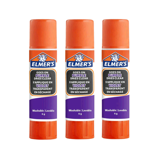 ELMERS 6 gram Disappearing Purple Glue stick 3-blister (2136613)