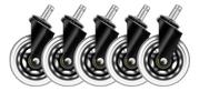 Deltaco Set of black gaming casters for  gaming chairs