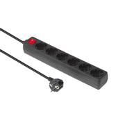 MICROCONNECT 6-way Schuko Socket 1.8M Black