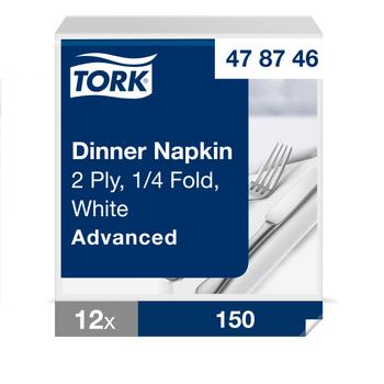 TORK 477577 Advanced Soft middagsservietter 39x39 cm 3-lags hvid 100 stk (477577)