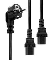 MicroConnect Strømsplitter - IEC 60320 (hann) til IEC 60320 (hann) - 1.8 m - svart - Tyskland, Sverige