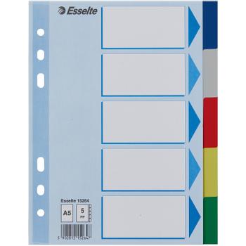 ESSELTE Skilleblad ESSELTE A5 5-delt flerfarget (15264*20)
