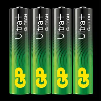 GP Ultra Plus Alkaline Battery, Size AAA, 24AU/ LR03,  1.5V, 4-pack (151423)