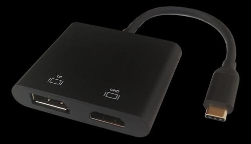 DELTACO USB-C MST HUB, 2x 4K/60Hz, HDMI + DP, (USBC-HDDP)