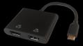 DELTACO USB-C MST HUB, 2x 4K/60Hz, HDMI x 2, black, 0,1m