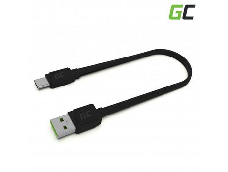 Green Cell Flat Cable USB-A to USB-C, 25 cm, fast charging (KABGC03)