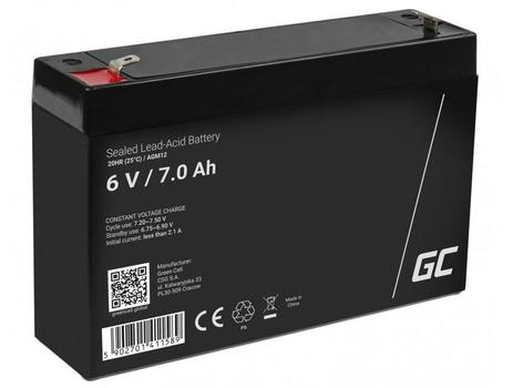 Green Cell AGM VRLA 6V 7Ah battery for alarm systems, cash registers,  toys (AGM12)