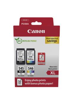CANON n PG-545XL/ CL-546XL Photo Paper Value Pack - 2-pack - High Yield - black, colour (cyan, magenta, yellow) - original - hanging box - ink cartridge / paper kit - for PIXMA TR4551, TR4650, TR4651, TS3350 (8286B011)