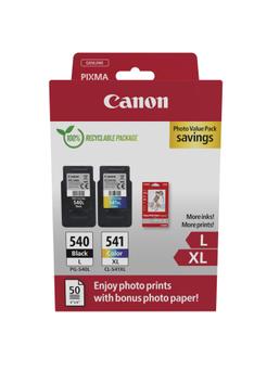Canon PG-540L/ CL-541XL Photo Value Pack - 2-pack - Høy ytelse - svart, farge (cyan, magenta, gul) - original - blank - blekkbeholder / papirsett (5224B012)