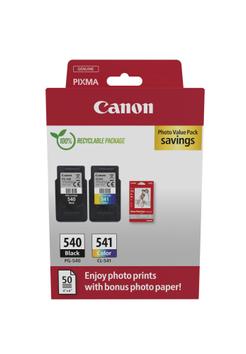 Canon PG-540/ CL-541 Photo Paper Value Pack - 2-pack - svart, farge (cyan, magenta, gul) - original - blekkpatron/ papirsett (5225B013)