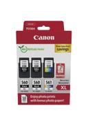 Canon PG-560XL x2/CL-561XL Photo Value Pack - 3-pack - Høy ytelse - svart, farge (cyan, magenta, gul) - original - blank - blekkpatron/papirsett