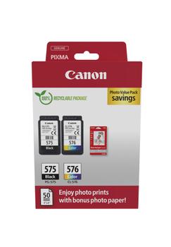 CANON n PG-575/ CL-576 Photo Paper Value Pack - 2-pack - black, colour (cyan, magenta, yellow) - original - hanging box - ink cartridge / paper kit - for PIXMA TR4750i, TR4751i, TS3550i, TS3551i (5438C004)