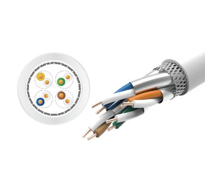 LinkIT Cat.7A S/FTP LSZH Hvit 100m Installasjonskabel , AWG 23/1 , 1000MHz (LT-SFTP-C7AI-WH-100)