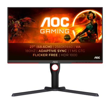 AOC 27" MiniLED QHD 180Hz 1ms, DisplayHDR 1000, Freesync Premium, DisplayPort 1.4, 2x HDMI 2.0 (Q27G3XMN/BK)