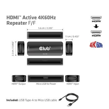 CLUB 3D Hdmi Active 4K60Hz Repeater (CAC-1307)