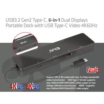 CLUB 3D Usb3.2 Gen2 Type-C, 6-In-1  (CSV-1584)