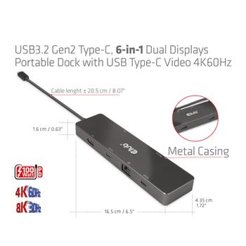 CLUB 3D Usb3.2 Gen2 Type-C, 6-In-1  (CSV-1584)