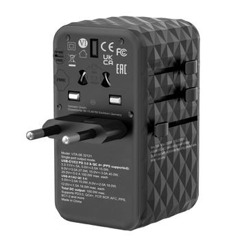 VERBATIM UTA-06 GaN III Universal Travel Adapter with 2 x USB-C PD (32121)