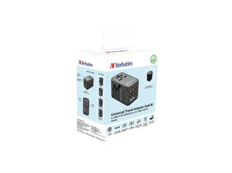 VERBATIM UTA-06 GaN III Universal Travel Adapter with 2 x USB-C PD (32121)