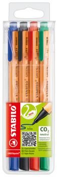 STABILO GREENpoint CO2 neutral Fibre Tip Sign Pen 0.8mm Line Black/ Blue/ Red/ Green (Wallet 4) 6088/4 (6088/4)