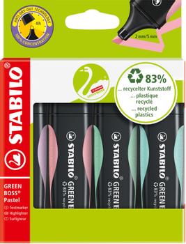 STABILO GREEN BOSS Pastel Highlighter Pen Chisel tip 2-5mm Line Assorted Colours (Pack 4) 6070/4-2 (02/04/6070)