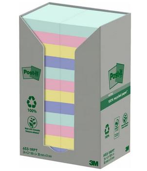 3M Post-it Recycled mix färger 38x51 100sh (24) (7100259447*12)