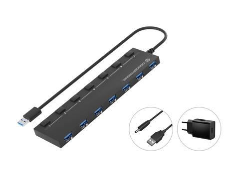 CONCEPTRONIC HUBBIES19BP 7-Port-USB 3.0-Hub mit Netzteil (HUBBIES19BP)