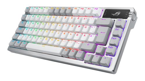 ASUS ROG AZOTH MOONLIGHT WHITE 75% Wireless DIY Custom RGB Gaming Keyboard, NX Red Switches, OLED Display, PBT (90MP031A-BKNA11)