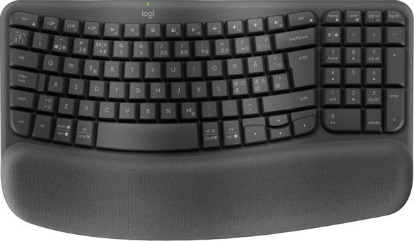 Logitech Wave Keys - tastatur - med polstret håndleddstøtte - QWERTY - grafitt (920-012298)