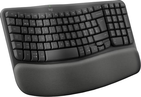 Logitech Wave Keys - tastatur - med polstret håndleddstøtte - QWERTY - grafitt (920-012298)
