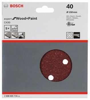 BOSCH Slipepapir C430, 5-pakning 150 mm, 40 (2608605716)