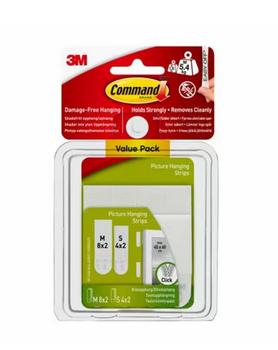 3M Command Picture Hanging Strips Value Pack 8 Medium 4 Small White (Pack 12) 17203 - 7100235893 (7100235893)