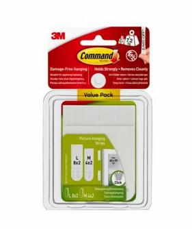 3M Command Picture Hanging Strips Value Pack 8 Large 4 Medium White (Pack 12) 17209 - 7100235862 (7100235862)