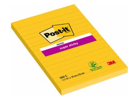 3M Post-It SS-Notisar 102x152 lin. gul (7100172740*6)