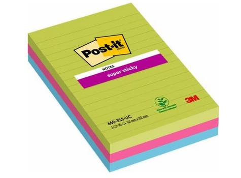 3M Post-it SS-Notisar 102x152 lin. ass. neon (3) (7100235020)