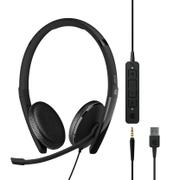 EPOS S ADAPT 165T USB II - ADAPT 100 Series - headset - on-ear - wired - 3.5 mm jack, USB-A - black - Certified for Microsoft Teams, Optimised for UC