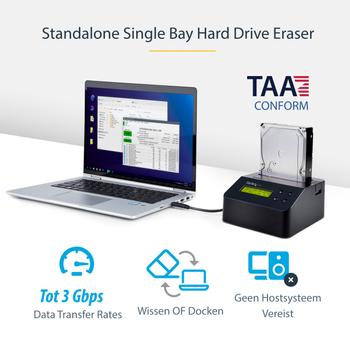 STARTECH StarTech.com USB 3.0 Hard Drive Eraser Dock for 2.5" & 3.5" SATA/ IDE SSD HDD + mSATA & M.2 - Standalone Secure Erase Wiper & Sanitizer (SDOCK1EU3P) - Hard drive eraser - black - for P/N: SVA12M5NA (SDOCK1EU3P)