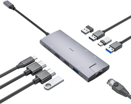 Elivi PRO USB-C Docking 9 in 1 Multiport Adapter HUB| 10Gpbs| SpaceGrey (ELV-USBCDK-9)