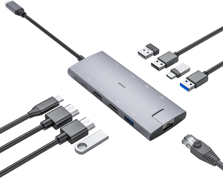 Elivi PRO USB-C Docking 9 in 1 Multiport Adapter HUB, 10Gpbs, SpaceGrey (ELV-USBCDK-9)