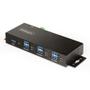 STARTECH 7-Port Managed USB Hub - Heavy Duty Metal Industrial Housing ESD & Surge Protection - USB 5Gbps - Wall/Desk/Din-Rail Mo