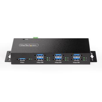STARTECH 7-Port Managed USB Hub - Heavy Duty Metal Industrial Housing ESD & Surge Protection - USB 5Gbps - Wall/ Desk/ Din-Rail Mo (5G7AINDRM-USB-A-HUB)
