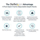StarTech 25U Open Frame Server Rack - 4 Post Adjustable Depth (22" to 40") Network Equipment Rack w/ Casters/ Levelers/ Cable Management (4POSTRACK25U) rack - 25U (4POSTRACK25U)