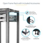 StarTech 25U Open Frame Server Rack - 4 Post Adjustable Depth (22" to 40") Network Equipment Rack w/ Casters/ Levelers/ Cable Management (4POSTRACK25U) rack - 25U (4POSTRACK25U)