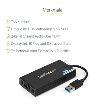 STARTECH StarTech.com USB 3.0 to HDMI 4K Video Adapter DL Cert (USB32HD4K)
