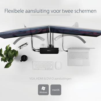 STARTECH HDMI and DVI/VGA Dual-Monitor Docking Station for Laptops - USB 3.0 (USB3SDOCKHDV)