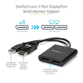STARTECH MST HUB DISPLAYPORT TO 2-PORT DISPLAYPORT DP TO DP ACCS (MSTDP122DP)