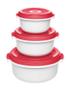 EMSA 518999 Micro Family Mikrowellengeschirr. Set 3-teilig. wei/rot