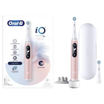Oral-B iO 6S Elektrisk Tannbørste (rosa) 5 børsteinnstillinger,  iO teknologi,  AI, skjerm, smart trykksensor (427384)